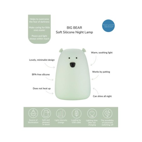 Φωτιστικό Σιλικόνης Bear Lamp Sage 16cm - Rabbit & Friends