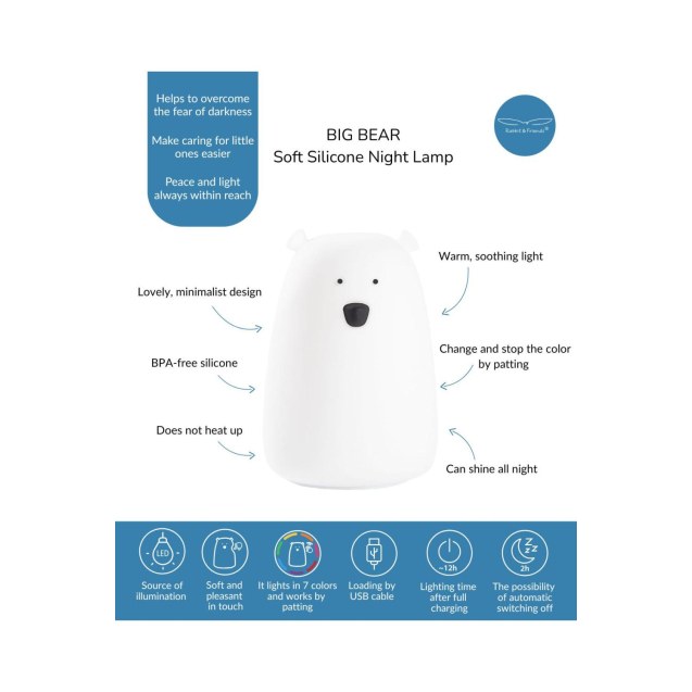 Φωτιστικό Σιλικόνης Bear Lamp White 16cm -...