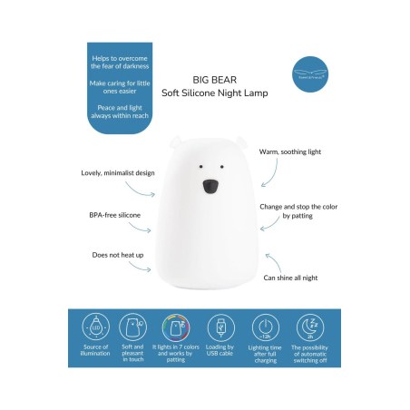 Φωτιστικό Σιλικόνης Bear Lamp White 16cm - Rabbit & Friends