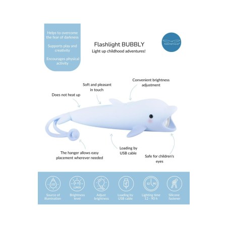 Μικρός Φακός Σιλικόνης Bubbly Dolphin - Rabbit & Friends