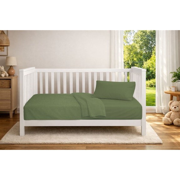 Κουβέρτα Πικέ Κούνιας Dimcol Μονόχρωμη 125x150 Olive