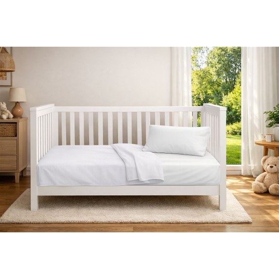 Κουβέρτα Πικέ Κούνιας Dimcol Μονόχρωμη 125x150 White