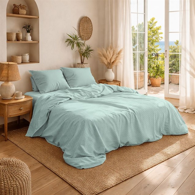 Κουβέρτα Πικέ Υπέρδιπλη Dimcol 225x270 Mint