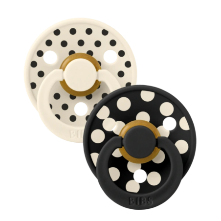 Πιπίλες 2 Τεμαχίων BIBS Studio Collection Polka Dot Ivory Black No. 1