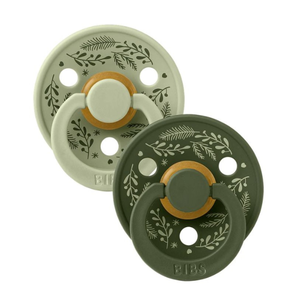 Πιπίλες 2 Τεμαχίων BIBS Holiday Leaf Colour Sage Hunter...