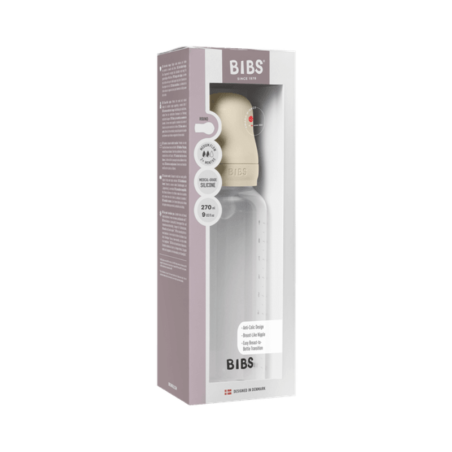 Μπιμπερό Πλαστικό Στρογγυλή Θηλή Silicone 270 ml Μεσαίας Ροής Bibs Ivory
