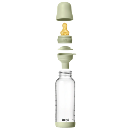 Μπιμπερό Γυάλινο Στρογγυλή Θηλή Latex 240 ml Μεσαίας Ροής Bibs Sage