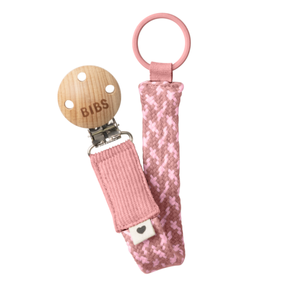 Κλιπ Πιπίλας Bibs Braided Dusty Pink/Baby Pink