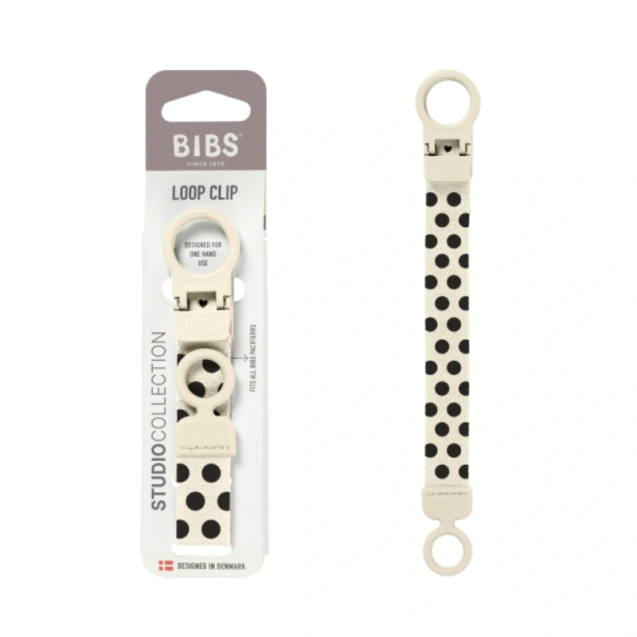 Κλιπ Πιπίλας Bibs Loop Polka Ivory Black