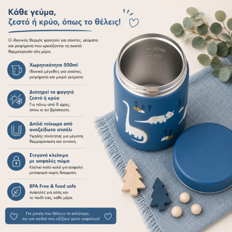 Θερμός Φαγητού Ανοξείδωτο Ατσάλι Fresk Dino 500ml FR-FD120-10
