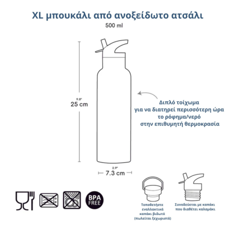 Παγούρι Ανοξείδωτο Διπλό Τοίχωμα Α Little Lovely Company XL Jungle 500ml DBSXJU105