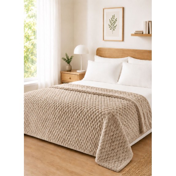Κουβέρτα Fleece NESTIQ BEIGE-5210186103951