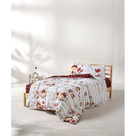 Σετ Παιδικά Σεντόνια Μονά 3 Τεμαχίων Kentia Alpu White-Beige-Orange-Yellow-Green 160x270