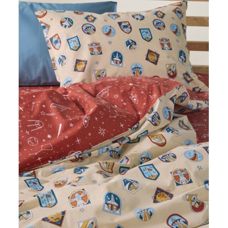 Σετ Παιδικά Σεντόνια Μονά 3 Τεμαχίων Kentia Armstrong Beige-Orange-Blue-White 160x270