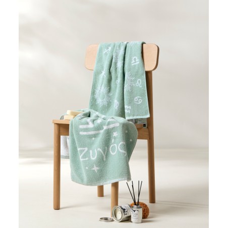 Σετ Πετσέτες Προσώπου 2 Τεμαχίων Kentia Astrology-Zigos Light Blue-Ecru 50X90