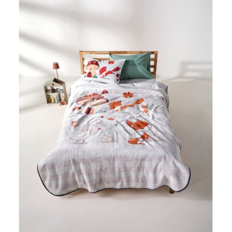 Παιδική Κουβέρτα Βελουτέ Μονή Kentia Aven White-Beige-Orange-Yellow-Green 160x220