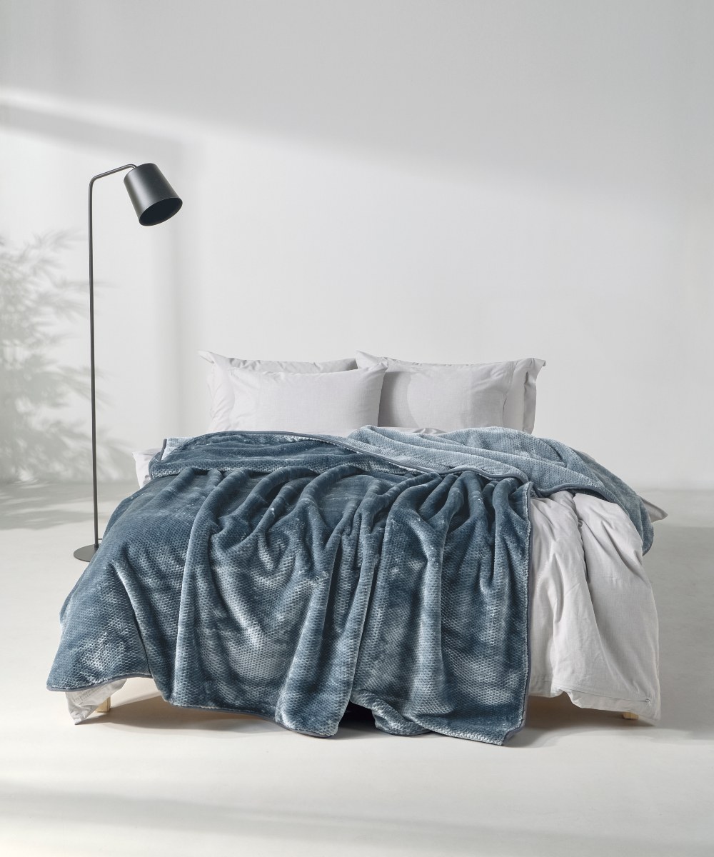 Κουβέρτα Βελουτέ Ημίδιπλη Kentia Bella 2601 Blue 180x22