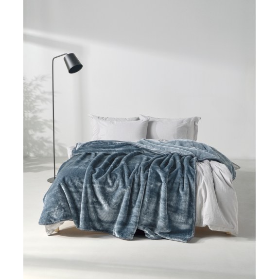 Κουβέρτα Βελουτέ Υπέρδιπλη Kentia Bella 2601 Blue 220x240