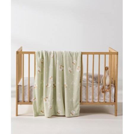 Κουβέρτα Fleece Κούνιας Kentia Benzi Green-White-Brown 100x140