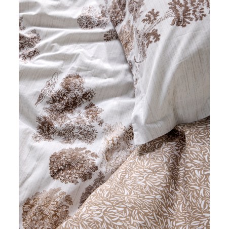 Σετ Παπλωματοθήκη King Size 3 Τεμαχίων Kentia Cruso White-Brown 265x245