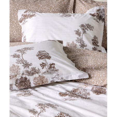 Σετ Παπλωματοθήκη Υπέρδιπλη 3 Τεμαχίων Kentia Cruso White-Brown 225x245