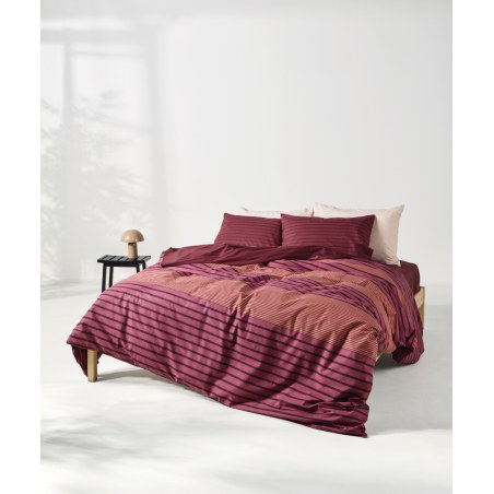 Σετ Παπλωματοθήκη Υπέρδιπλη 3 Τεμαχίων Kentia Esra 17 Burgundy-Dark Red-Orange 225x245