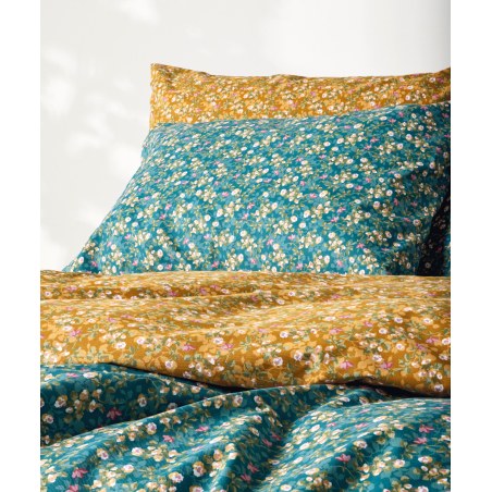 Σετ Παπλωματοθήκη Μονή 2 Τεμαχίων Kentia Fay Petrol-Mustard-Green-Pink 165x245