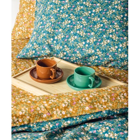 Σετ Παπλωματοθήκη Μονή 2 Τεμαχίων Kentia Fay Petrol-Mustard-Green-Pink 165x245