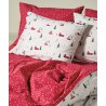 Σετ Παπλωματοθήκη Μονή 2 Τεμαχίων Kentia Feliz Off White-Red-Green-White 165x245