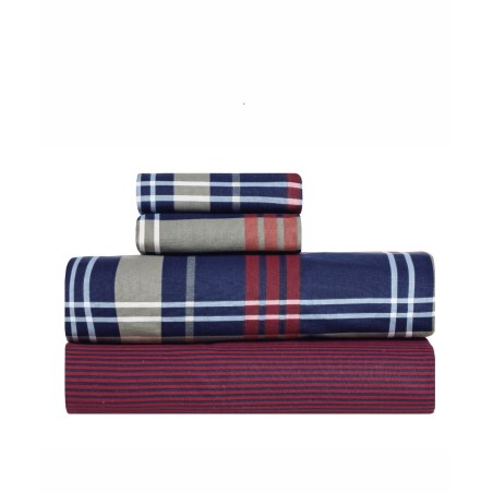 Σετ Σεντόνια Υπέρδιπλα 4 Τεμαχίων Kentia Festival 01 Red-Blue-Khaki 240x270