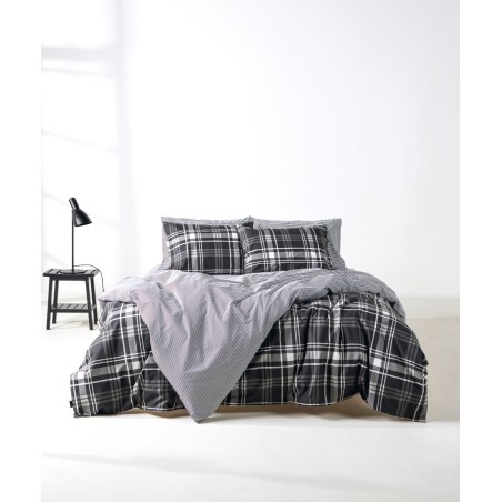Σετ Παπλωματοθήκη Μονή 2 Τεμαχίων Kentia Festival 30 Black-Grey-White 165x245
