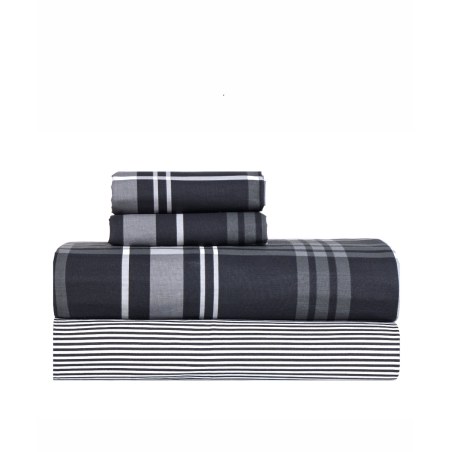 Σετ Σεντόνια Υπέρδιπλα 4 Τεμαχίων Kentia Festival 30 Black-Grey-White 240x270