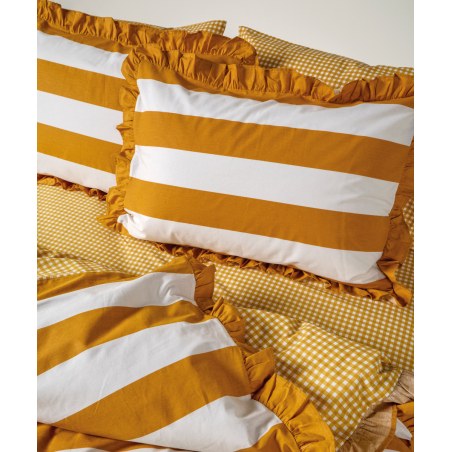 Σετ Παπλωματοθήκη Ημίδιπλη 2 Τεμαχίων Kentia Iokasti 03 Mustard-White 185x245