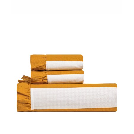 Σετ Παπλωματοθήκη Ημίδιπλη 2 Τεμαχίων Kentia Iokasti 03 Mustard-White 185x245