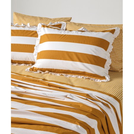 Σετ Σεντόνια Μονά 3 Τεμαχίων Kentia Iokasti 03 Mustard-White 160x270
