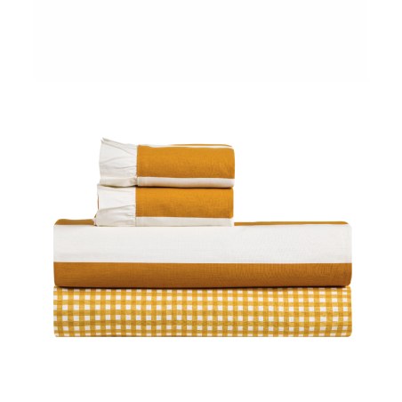 Σετ Σεντόνια Υπέρδιπλα 4 Τεμαχίων Kentia Iokasti 03 Mustard-White 240x270