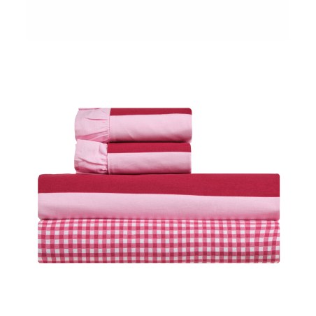 Σετ Σεντόνια Ημίδιπλα 3 Τεμαχίων Kentia Iokasti 27 Magenta-Pink 190x270