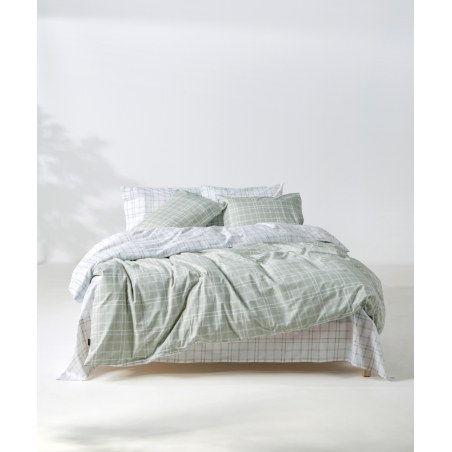 Σετ Παπλωματοθήκη Μονή 2 Τεμαχίων Kentia Jinu 36 Light Green-White 165x245