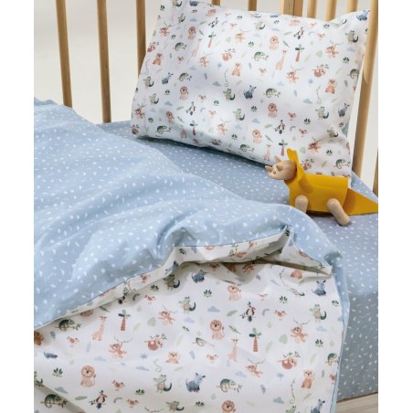 Σετ Σεντόνια Λίκνου 2 Τεμαχίων Kentia Leontel Cream-Ciel-Green-Brown 70x120