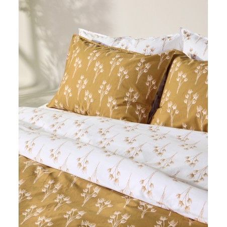Σετ Παπλωματοθήκη Υπέρδιπλη 3 Τεμαχίων Kentia Louise Mustard- Beige 220x240