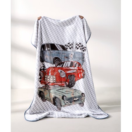 Παιδική Κουβέρτα Βελουτέ Μονή Kentia Makina White-Grey-Red-Green 160x220