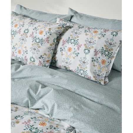 Σετ Παπλωματοθήκη Υπέρδιπλη 3 Τεμαχίων Kentia Marita Light Blue-Sage Green-Yellow Red-White 225x245