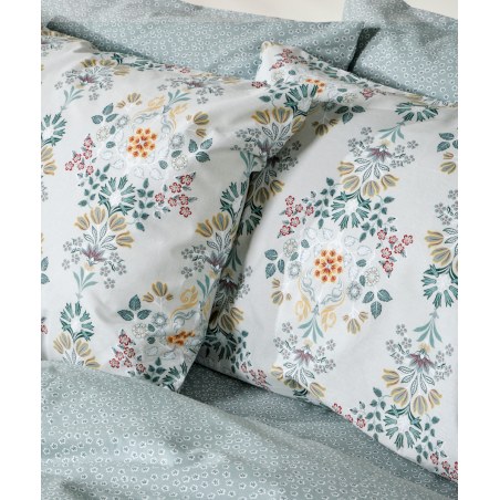 Σετ Παπλωματοθήκη Υπέρδιπλη 3 Τεμαχίων Kentia Marita Light Blue-Sage Green-Yellow Red-White 225x245