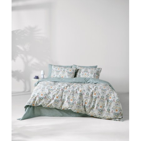 Σετ Σεντόνια Υπέρδιπλα 4 Τεμαχίων Kentia Marita Light Blue-Sage Green-Yellow Red-White 240x270