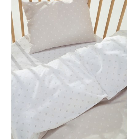 Σετ Σεντόνια Φανελένια Λίκνου 2 Τεμαχίων Kentia Mary 26 Beige-White 70x120
