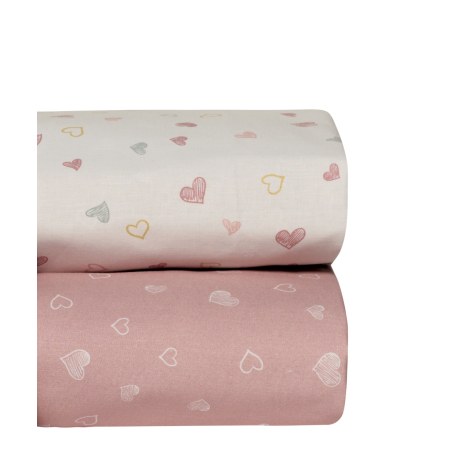 Σετ Σεντόνια Λίκνου 2 Τεμαχίων Kentia Matera 18 White-Dusty Pink-Veraman- Golden 70x120