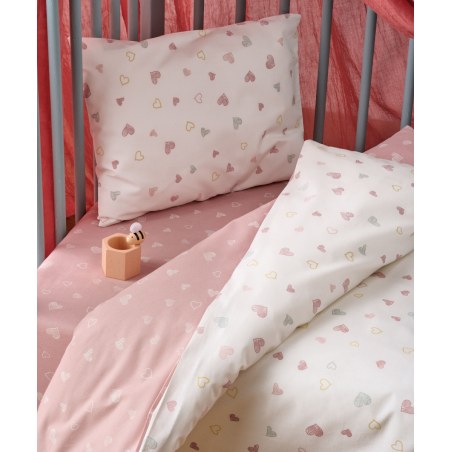 Σετ Σεντόνια Κούνιας 3 Τεμαχίων Kentia Matera 18 White-Dusty Pink-Veraman- Golden 120x170