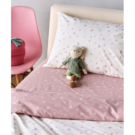 Σετ Παιδικά Σεντόνια Μονά 3 Τεμαχίων Kentia Matera 18 White-Dusty Pink- Veraman- Golden 160x245