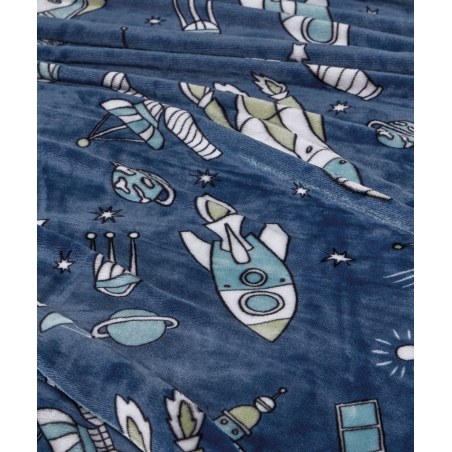 Παιδική Κουβέρτα Fleece Μονή Kentia Milky Dark Blue-White-Ciel-Green 160x220