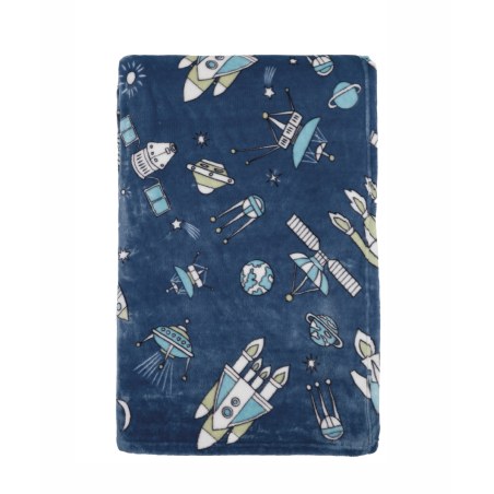 Παιδική Κουβέρτα Fleece Μονή Kentia Milky Dark Blue-White-Ciel-Green 160x220